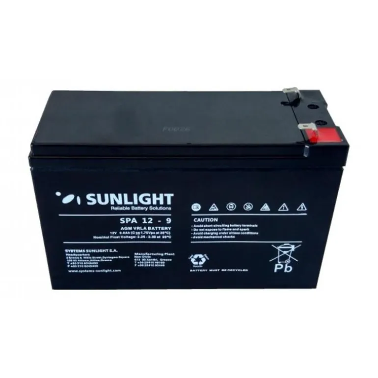 Batterie Agm 12V 9Ah Sunlight Pour Sondeur