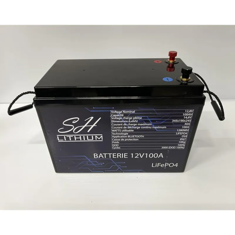 SH Lithium Batteries & Chargeurs^Batterie Lithium Lifeop4 Format Caisse Bluetooth 12V100amp + Chargeur
