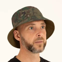 Bob Trakker Reversible Water-Resistant Bucket Hat - Kaki/Camo