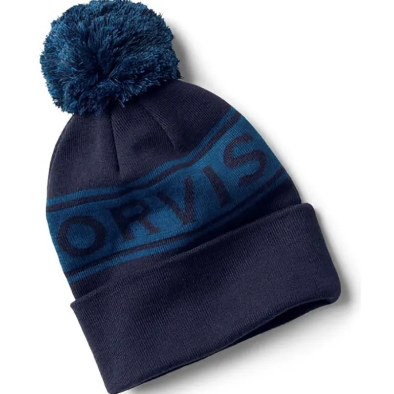 Bonnet Orvis Logo Pom Beanie - Navy Blue