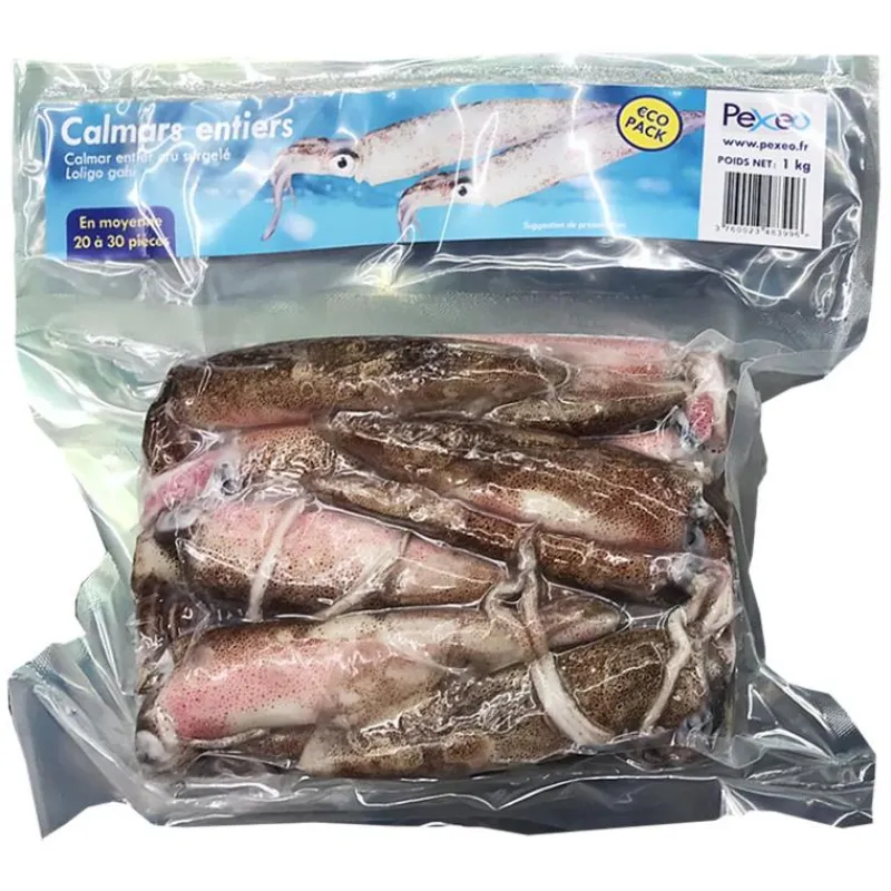 Pexeo Appâts Naturels - Amorces^Calamar Entiers Surgelés Eco - 1Kg