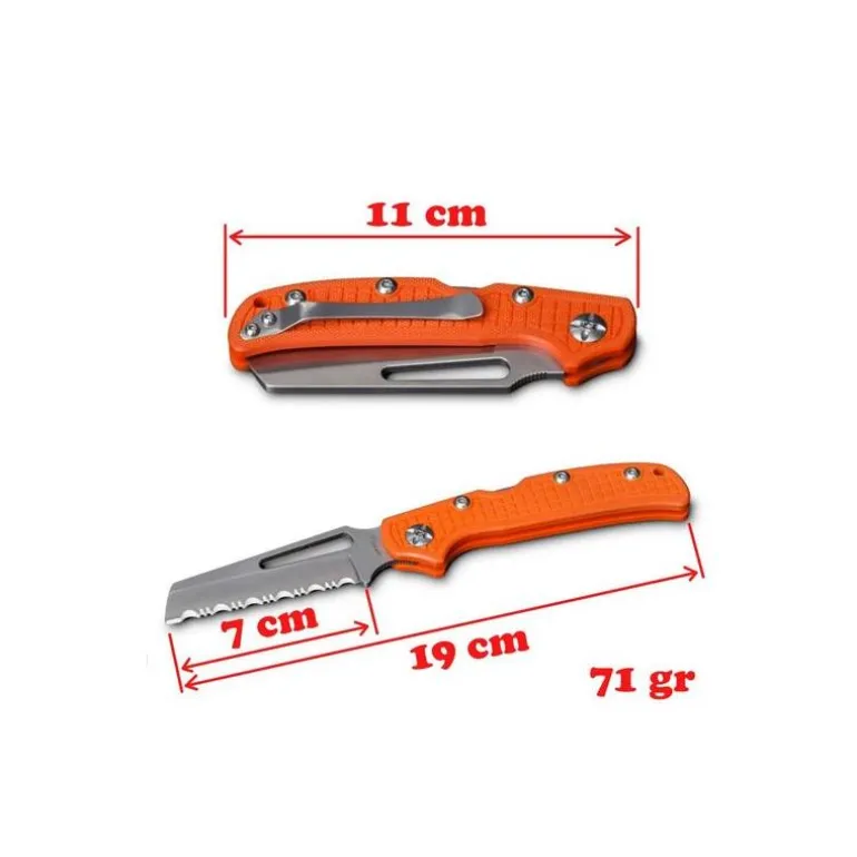 Couteau Pliant De Sauvetage Et Secours Hpa Dents Crantés Orange
