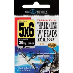 Sunset Montage Ligne^Emerillon Rotatif Mer Triple Rolling W / Beads St-S-1027 - Pack