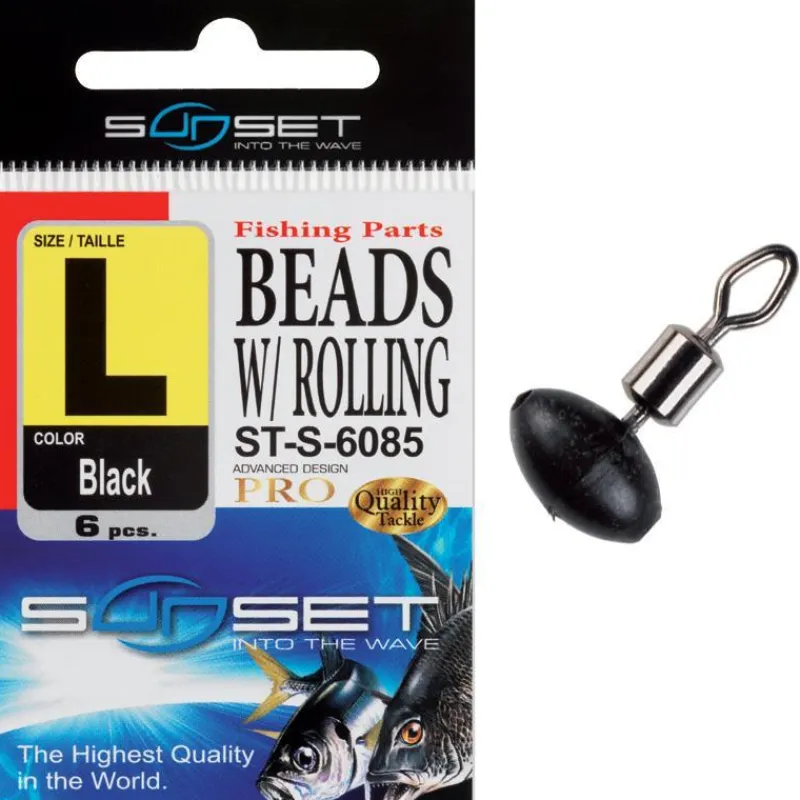 Sunset Montage Ligne^Emerillon Rotatif Mer Beads W / Rolling St-S-6085 - Par 6