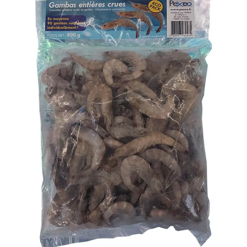 Pexeo Appâts Naturels - Amorces^Gambas Entières Surgelées Eco - 800G