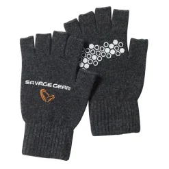 Savage Gear Bonnets, Tours De Cou & Gants^Gants Homme Knitted Half Finger Glove - Gris