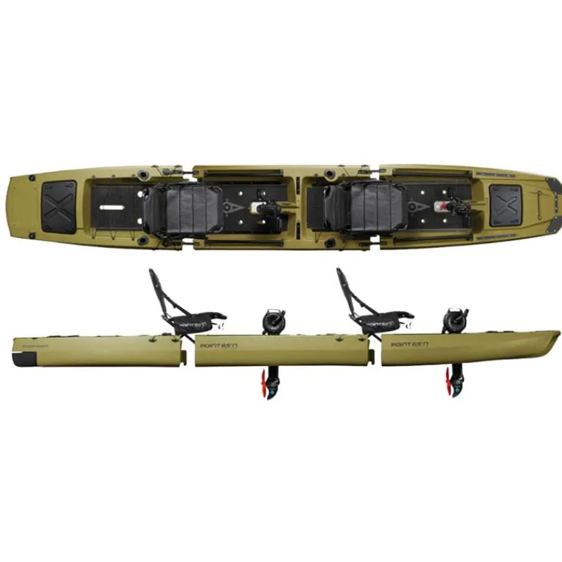 Point 65°N Canoës & Kayaks De Pêche^Kingfisher Duo Kayak De Pêche Modulable Deux Places - Vert Armée