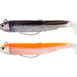 Fiiish Leurres Mer^Kit Leurre Souple Arme Double Combo Black Minnow 70 + Tete Plombee Search