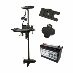 Haswing Moteurs Électriques Bateau^Pack Energy Cayman B 55Lbs Avec Pédale Sans Fil, Télécommande, Plaque Quick Release Et Batterie Marine 12V100amp