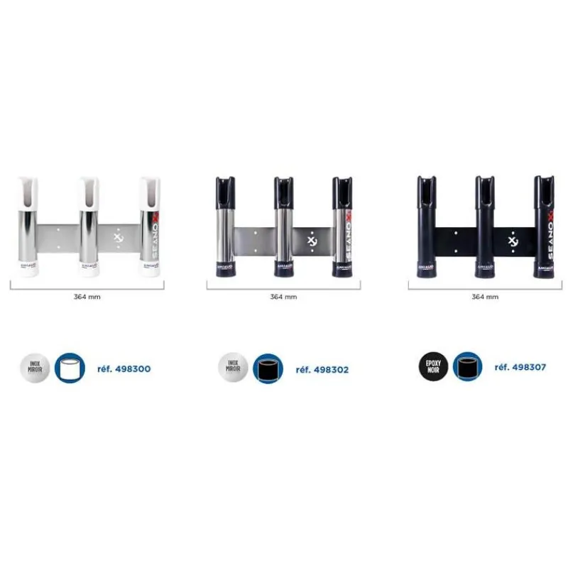 Seanox Equipements Bateau & Annexe^Porte Canne Inox Embout Fendu 3 Cannes