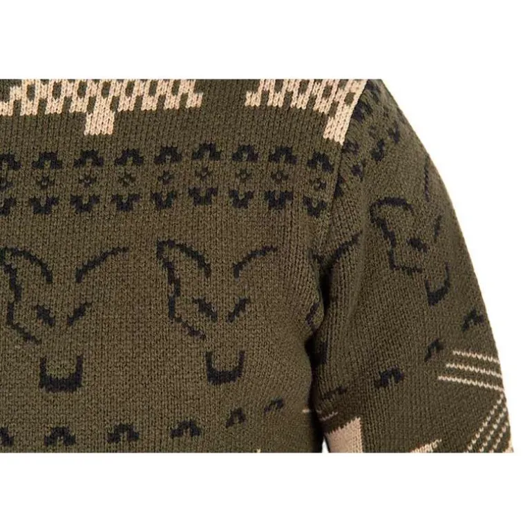 Pull Homme Fox Festive Jumper - Kaki