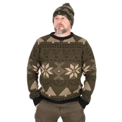 Pull Homme Fox Festive Jumper - Kaki