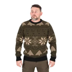 Pull Homme Fox Festive Jumper - Kaki