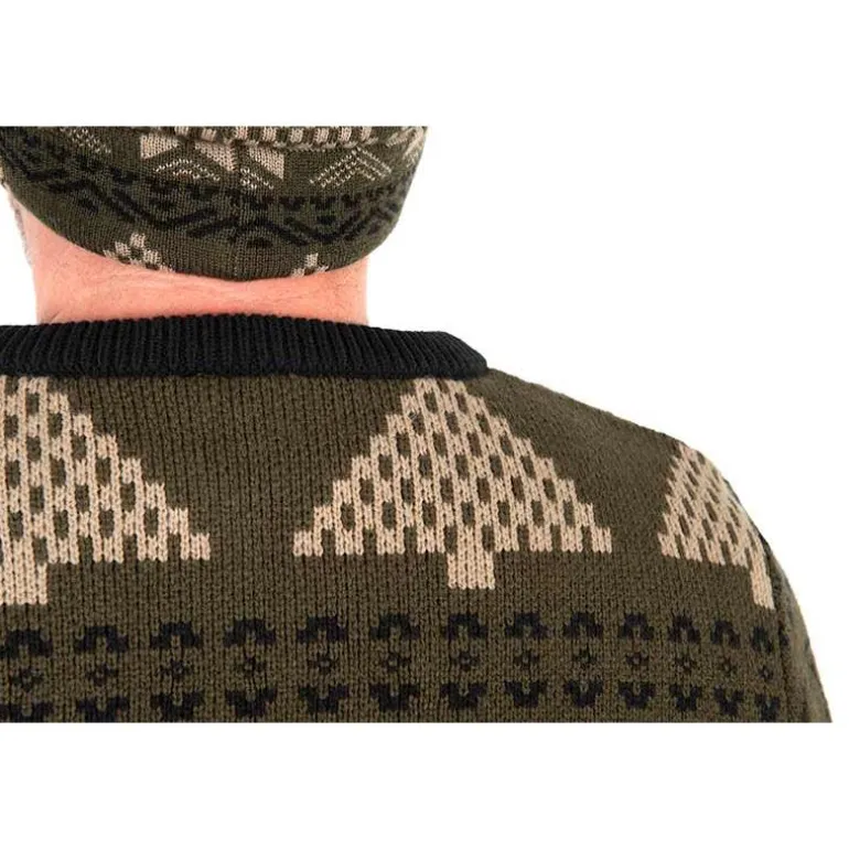 Pull Homme Fox Festive Jumper - Kaki