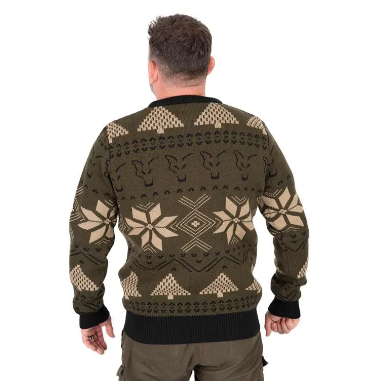 Pull Homme Fox Festive Jumper - Kaki