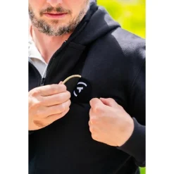Sur vos traces Cadeaux & Décoration|Cadeaux & Décoration^Sweat À Capuche Zippé Pêche Personnalisable - Noir