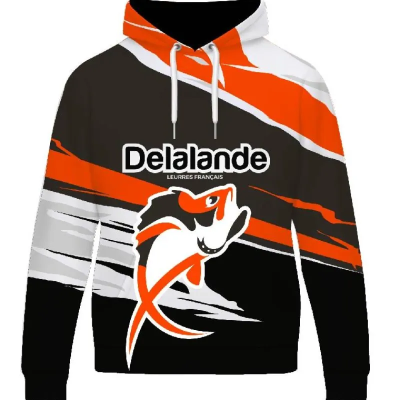 Delalande Sweats & Polaires^Sweat Homme Hoodie Soft - Noir/Orange