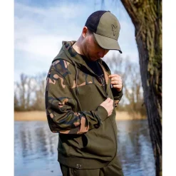 Sweat Homme Fox Lw Khaki/Camo Split Zip Hoody - Kaki/Camo
