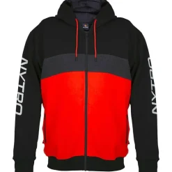 Sweat Homme Nytro Zipped Hoody Tri-Color - Black/Dark Marl Grey Red