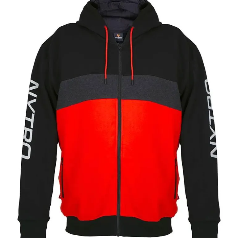 Sweat Homme Nytro Zipped Hoody Tri-Color - Black/Dark Marl Grey Red