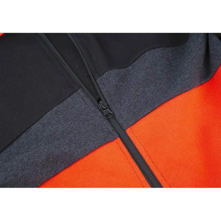 Sweat Homme Nytro Zipped Hoody Tri-Color - Black/Dark Marl Grey Red