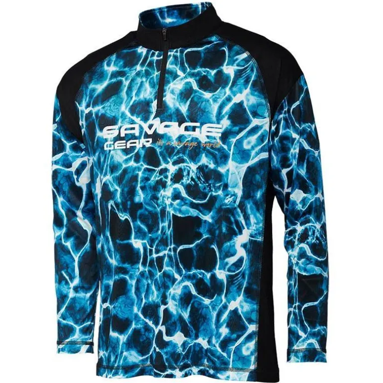 Tee Shirt Manche Longues Homme Savage Gear Marine Uv - Bleu
