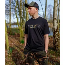 Fox T-Shirts, Polos & Chemises^Tee Shirt Manches Courtes Homme Black/Camo Logo T-Shirt - Noir