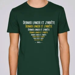 Monsieur Pêcheur Cadeaux & Décoration|Cadeaux & Décoration^Tee Shirt Manches Courtes Homme Dernier Lancer Et J'arrête - Vert