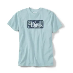 Tee Shirt Manches Courtes Homme Orvis Bent Rod Badge - Bleu Clair