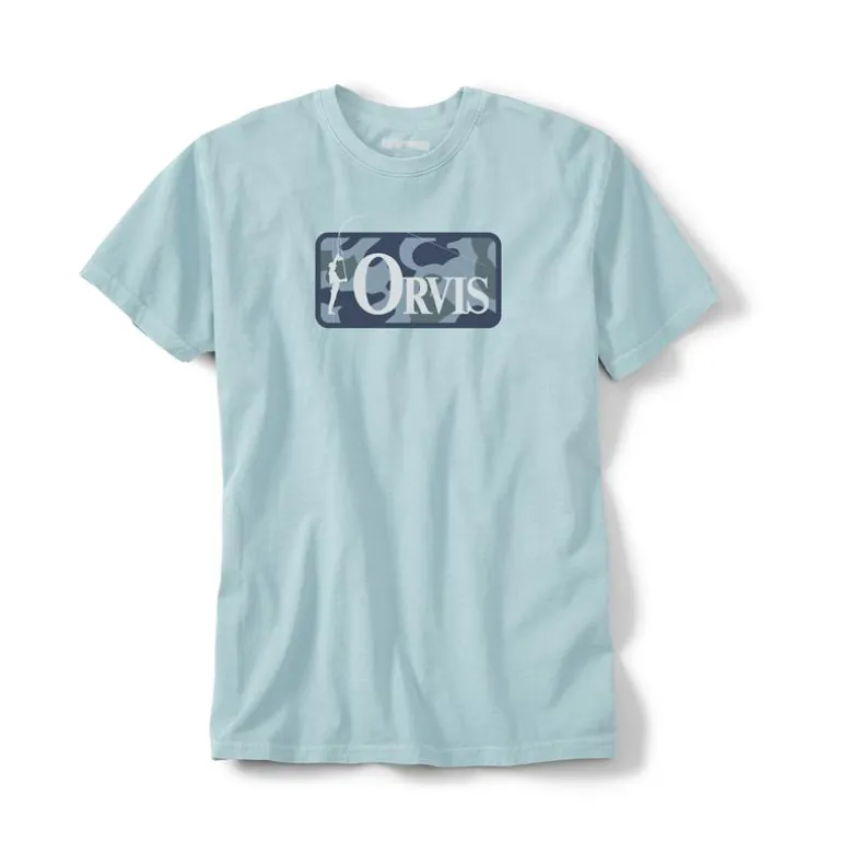 Tee Shirt Manches Courtes Homme Orvis Bent Rod Badge - Bleu Clair