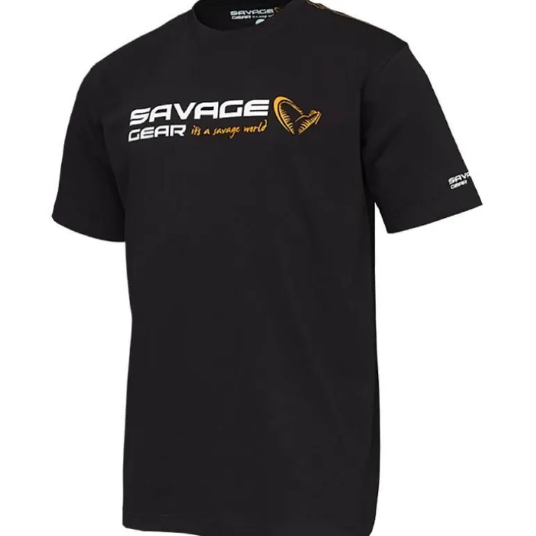 Tee Shirt Manches Courtes Homme Savage Gear Signature Logo - Noir