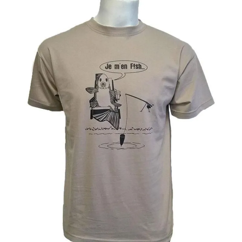 Bartavel Cadeaux & Décoration|Cadeaux & Décoration^Tee Shirt Manches Courtes Homme Je M'en Fish - Beige