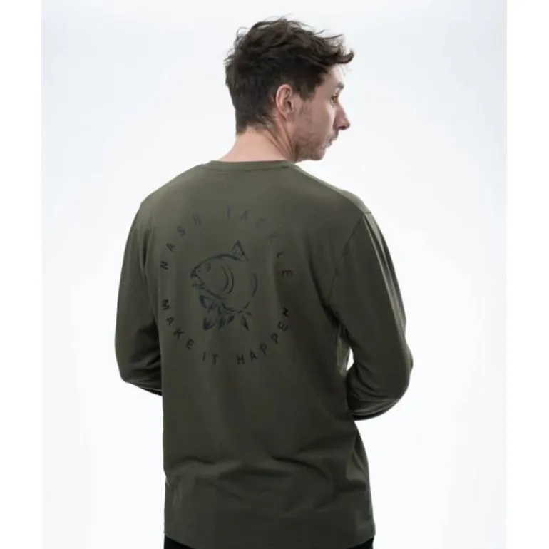Tee Shirt Manches Longues Homme Nash Make It Happen Carp Logo Long Sleeve - Vert