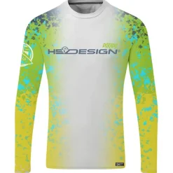 Hot Spot Design Anti-Uv^Tee Shirt Manches Longues Homme Ocean Performance Dorado - Blanc/Jaune