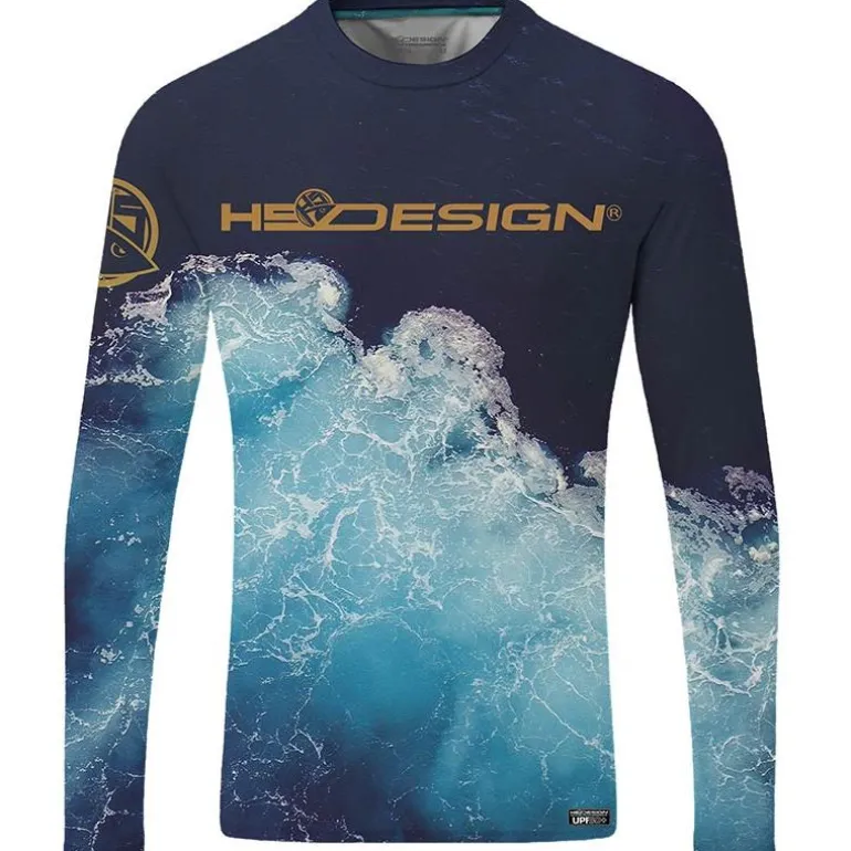 Tee Shirt Manches Longues Homme Hot Spot Design Ocean Performance - Bleu