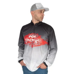 Fox Rage Anti-Uv^Tee Shirt Manches Longues Homme Performance Team Top - Noir/Blanc