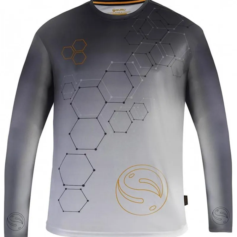 Guru Anti-Uv^Tee Shirt Manches Longues Homme Hexagon Sun Core Upf 50+ - Gris