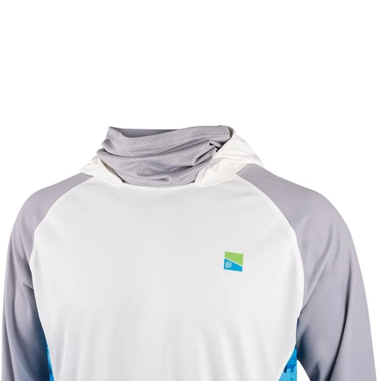Tee Shirt Manches Longues Homme Preston Innovations Performance Hooded Sun Shirt Upf-40 - Blanc/Gris
