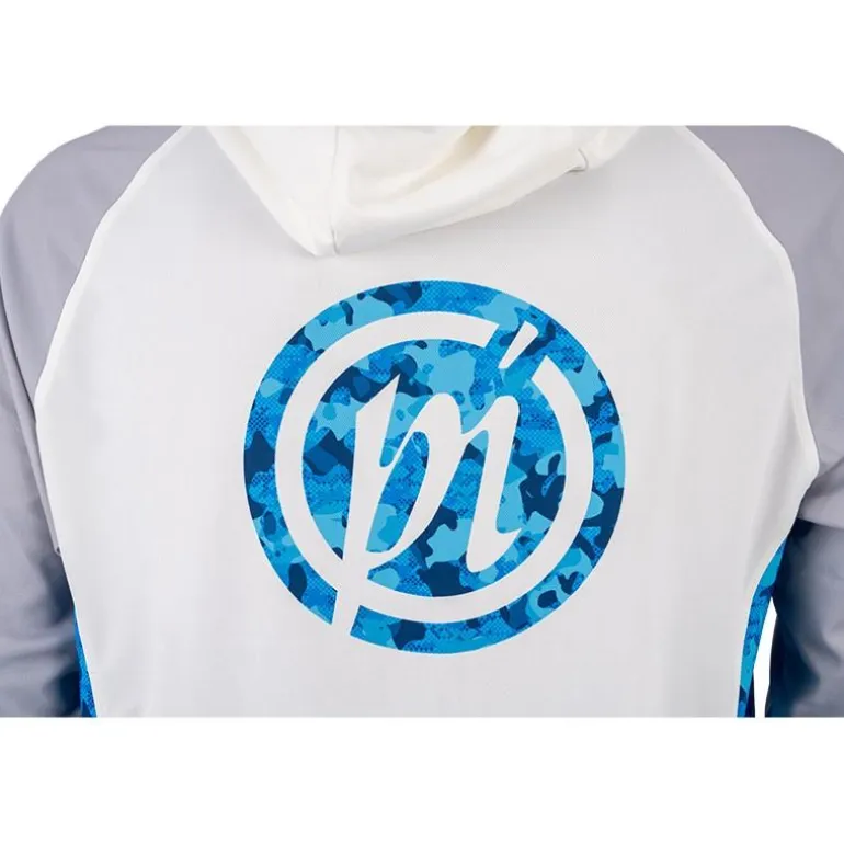 Tee Shirt Manches Longues Homme Preston Innovations Performance Hooded Sun Shirt Upf-40 - Blanc/Gris
