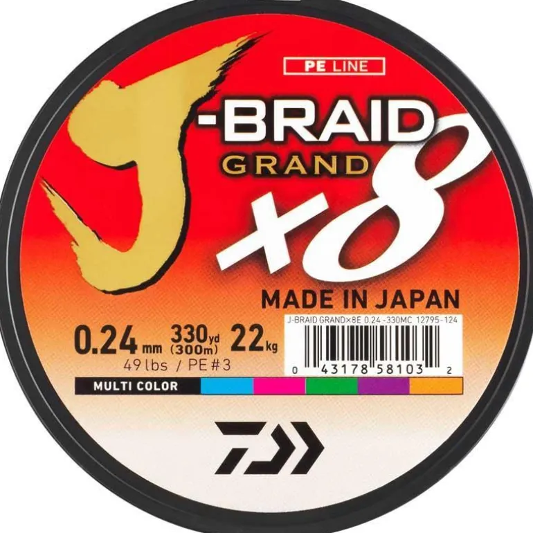 Tresse Daiwa J-Braid Grand X8 Multicolore - 300M