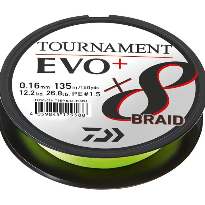 Daiwa Fils - Tresses - Bdl Carnassier|Tresses - Fils - Bdl Mer^Tresse Tournament 8 Braid Evo+ - Chartreuse - 135M