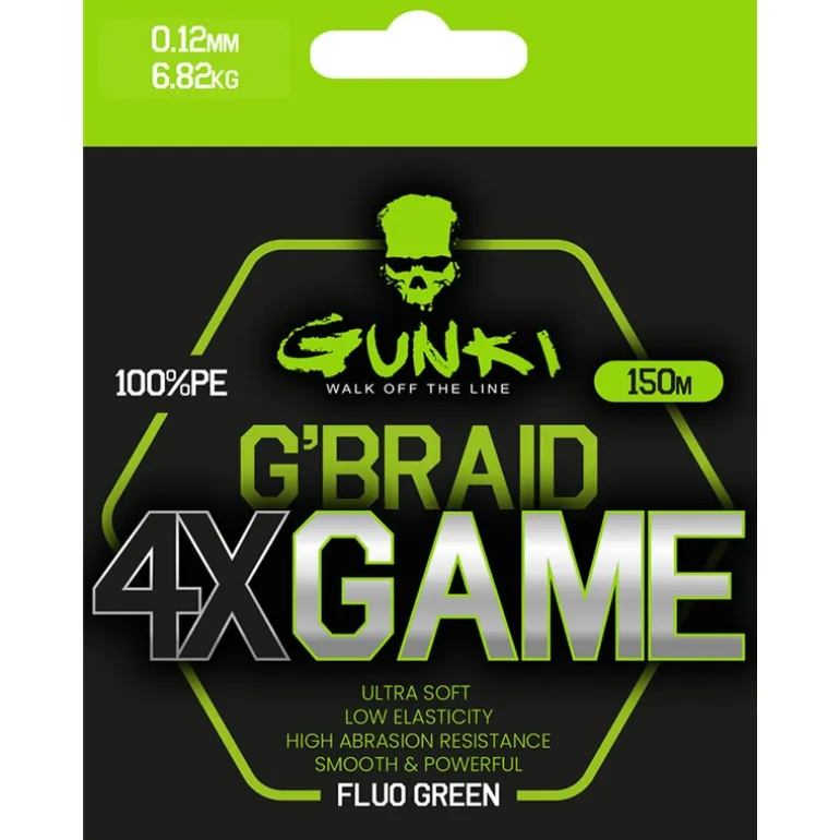 Tresse Gunki G’Braid 4X Game - Vert Fluo -150M
