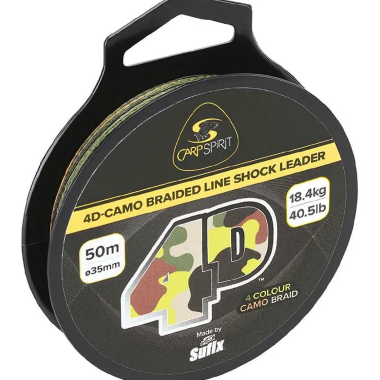 Tête De Ligne Carp Spirit 4D Camo Braided Line Shock Leader - 50M